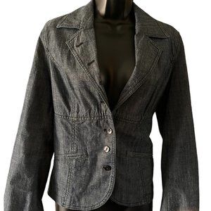 J.Jill Womens Blazer 6 Denim Chambray Lightweight Fitted Unlined Blue
